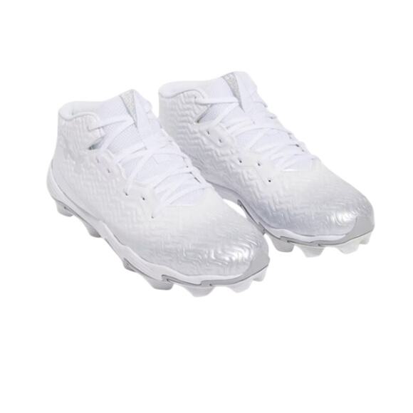 Under Armour Men's White Metallic Silver Spotlight Hammer Cleats Size 13 - Picture 1 of 12